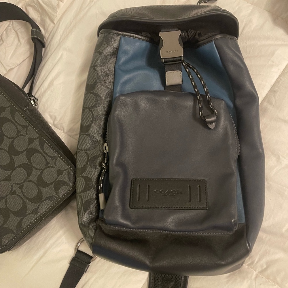Coach Men's Blue and Black Backpack